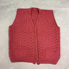 Vintage Knitted Sweater Vest Patterned Chunky Button Up Knit Women's 2XL
