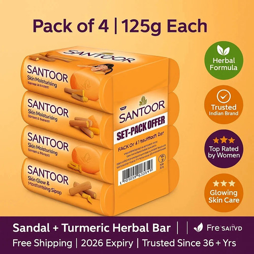 Santoor sandal turmeric soap - sandal, &