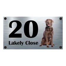 Chocolate Labrador Aluminium House Sign Personalised-House Name/No & Street Name