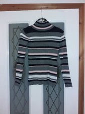 Girls Striped Grey Pink Polo