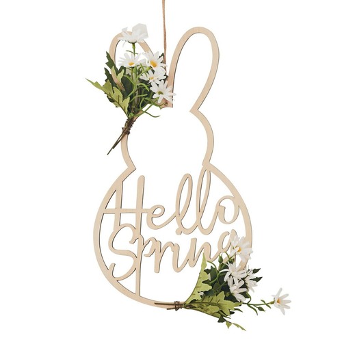 Wooden easter wreath bunny - wreath,
