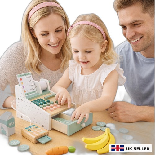 Wooden cash register toy - cash,