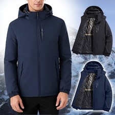 Mens Casual Padded Jacket Winter Warm Hooded Soft Comfort Coat Thick Jacket Top