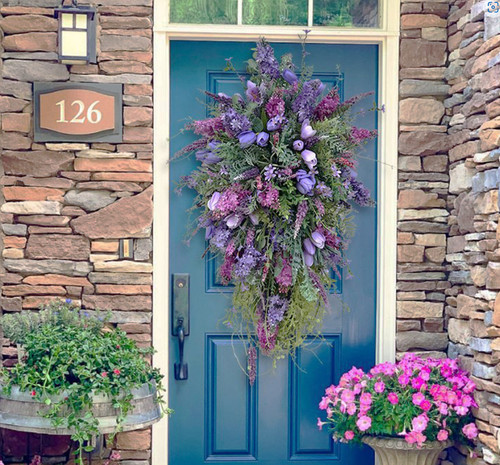 Spring purple tulip wreath - spring,