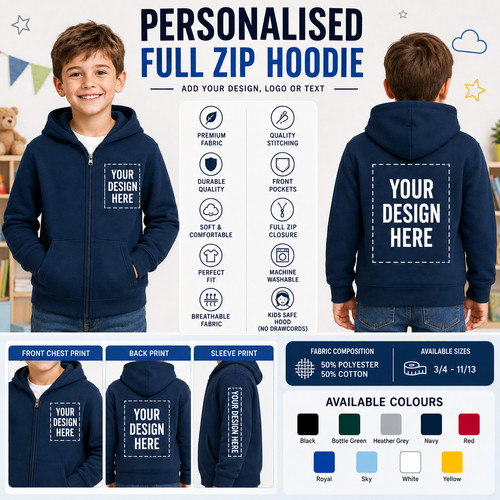 Kids personalised zip hoodie - kids,