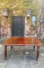 Original Antique Mahogany Wind Out Extendable Kitchen Dining Table Seat 8