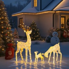 3pcs Lighted Christmas Reindeer Family Set Indoor Outdoor Decoration W/ 300 LED