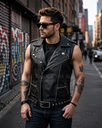 Classic bikers leather - leather, vest