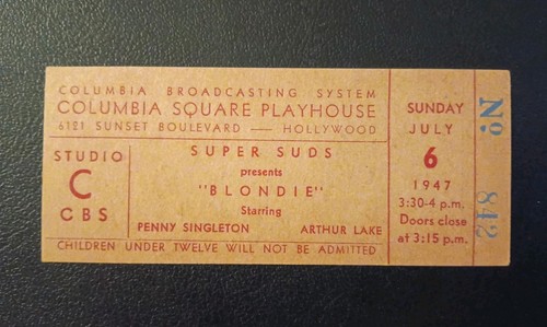 1947 cbs radio show ticket - radio,