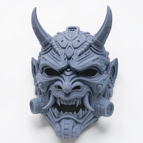 Cyber oni mask - mask, 3d
