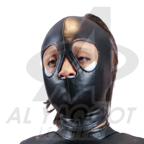Leather bondage hood - bondage, back