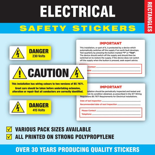Electrical safety stickers - electrical,