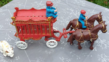 Vintage Cast Iron Kenton Overland Circus Horse Drawn Wagon In V/G Condition .