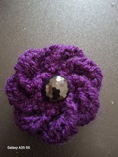   Hand knitted Purple  Poppy   Brooch