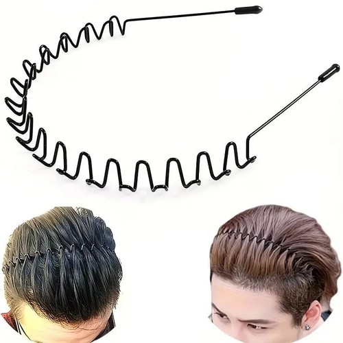 Black metal sports hairband - black,