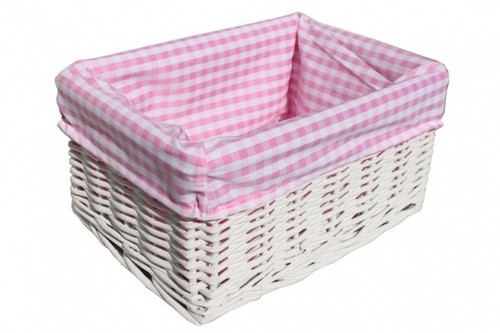 White wicker basket pink - white,