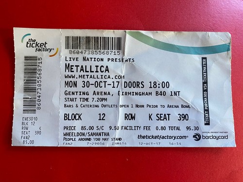 Metallica ticket birmingham - ticket,