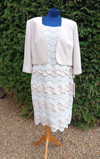BNWT Condici Designer Mother Bride Outfit Size 18 Dress Suit Beige Cream Lace