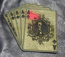 DEAD MAN'S HAND ACES SKULL OUTLAW IRON ON MC BIKER PATCH 