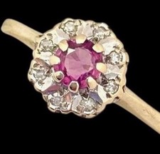 Vintage 9ct Gold, Ruby & Diamond Ring