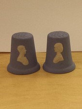 Pair of Wedgwood Blue Jasperware Thimbles - Charles and Diana Wedding