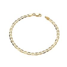 9ct Gold on Sterling Silver 925 Ladies Anchor Mariner Bracelet 7.5 inch 4mm