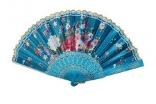 Silk Hand Fan with Golden Lace