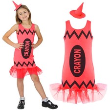 GIRLS RED CRAYON DRESSES WORLD