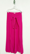 Happily Grey M Pink Wrap Flow Pants M Wide Leg Festival Indie Bohemian Side Slit