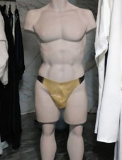 Gents 2 colour latex rubber pouch thong size 32 in natural and dark blue