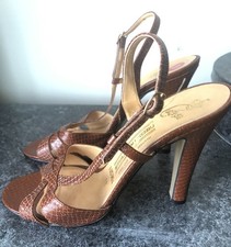 ?NEW Italian Rare Vintage 80s CONTESSA Tan Leather Sandal Stilettos Uk6 ?