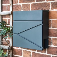 'Haines' Granite Grey Wall Mounted Lockable Post Letter Box And Newspaper Holder