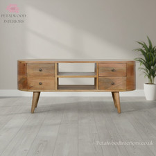 Curved TV Stand, Solid Wood
