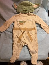 100% Cotton Baby Yoda Playsuit & Hat  Up To 3 Month New