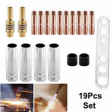 19Pcs MB15 MIG Welding Holder kit Nozzle Shroud Contact Tips 0.8mm M6 Tip