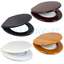 18" MDF UNIVERSAL BATHROOM WC TOILET SEAT EASY FIT WITH FITTINGS WOODEN WC NEW
