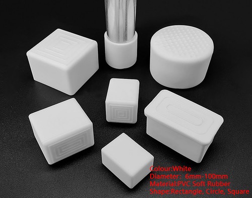 White rubber chair ferrules - white,