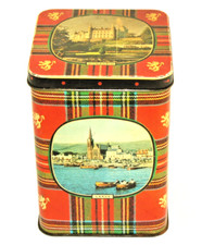 Vintage U.C.B.S LTD GLASGOW Biscuit TIN with Hinged Lid Height 14cm
