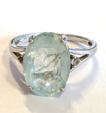TGGC sterling silver, green amethyst & white topaz crackle ring size P/Q
