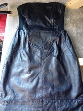  Black Genuine Leather Mini Bandeau Dress. (BD027)