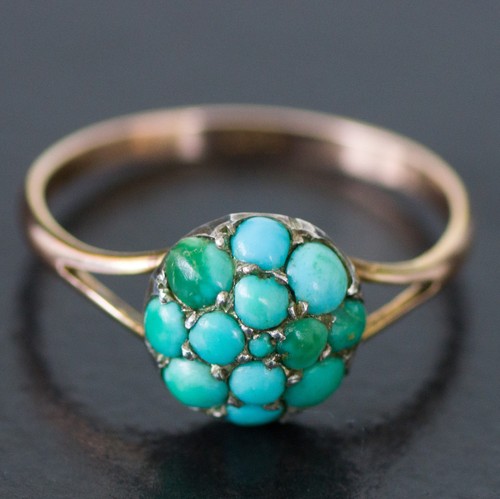 9ct gold turquoise - 9ct, cluster