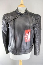 CUSTOMISED AKITO CLASSIC BLACK LEATHER BIKER JACKET 36-38 INCH CHEST
