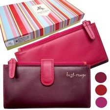 Soft Leather Purse RFID Bifold Zipped Pockets New in Box Visconti RB100