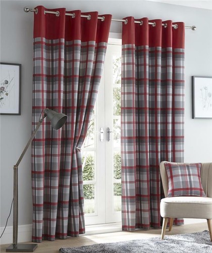Red curtains eyelet ring top