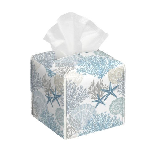 Marine seashells tissue box - seashells,