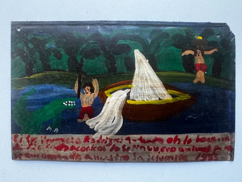 Vintage tin retablo voto - tin,