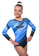 Personalised Kiki Blue Long Sleeve Gymanstics Leotardard