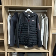 Berghaus Mens Hybrid Windbreaker Jacket Size L Grey Black Hoodie Hydroloft