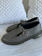 Dr Doc Martens Grey Leather T Bar Polley Mary Janes Shoes Size 43 UK 9 Scuffs