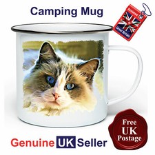 Ragdoll Cat Camping Mug, Hiking Mug, Ragdoll Cat Mug, Outdoor Mug, Tin Mug,